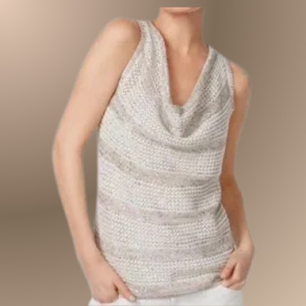 INC International Concepts Sequined Crochet Knit Draped Neck Sleeveless Top